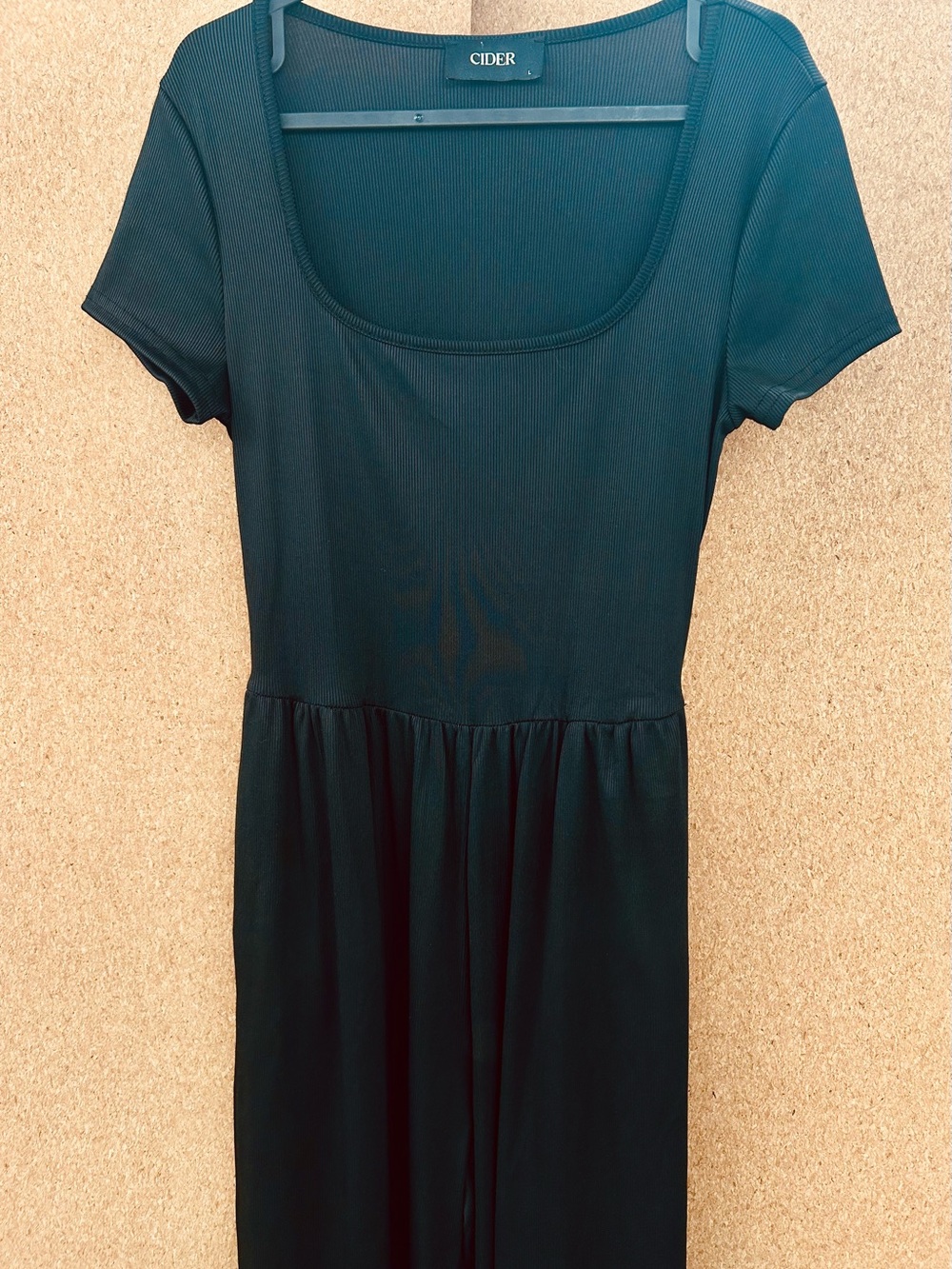 Cider Black Scoop Neck Short Sleeve Jumpsuit